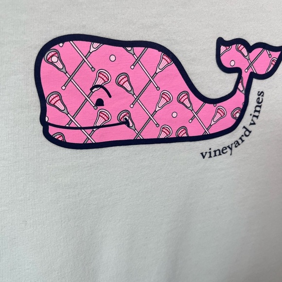 🥍 XL Girls Lacrosse LAX Cotton Vineyard Vines Light Pale Green Short Sleeve Tee - Picture 1 of 11